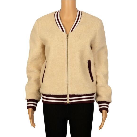 Laveer Women Faux Fur Bomber Jacket Ivory Size XS 400041 - Picture 1 of 2